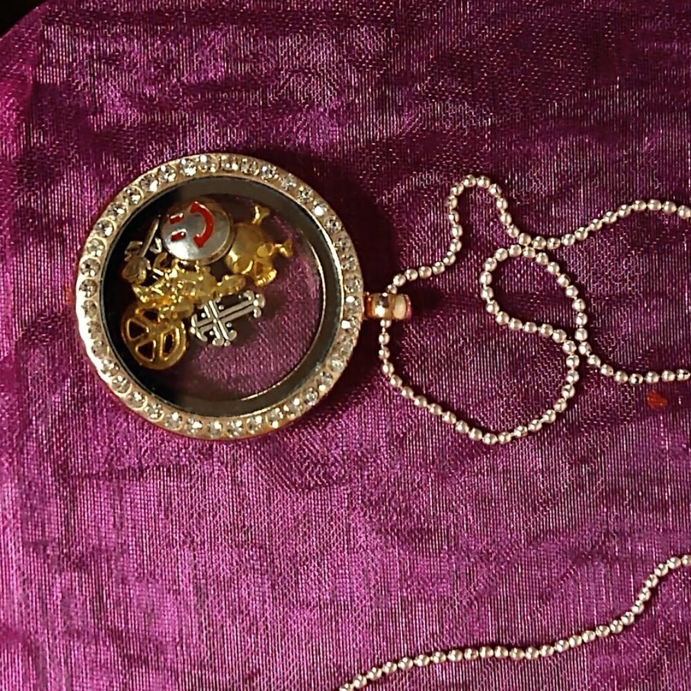 Origami Owl 2 lockets, 8 charms, 2 necklaces and OO gift box